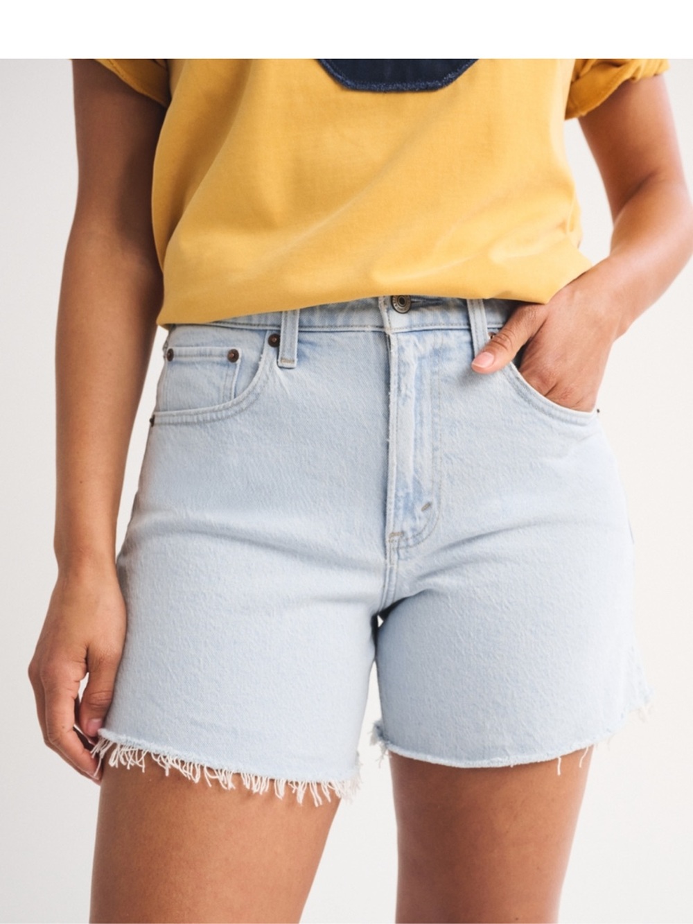 Abercrombie & Fitch Light Blue High-Rise Denim Shorts